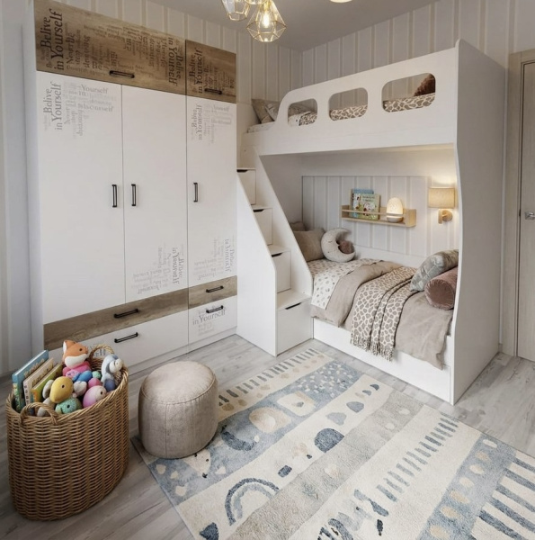 Кровать 2-х ярусная 190х80 Умка-6 (велюр + белый) от Династия Kids