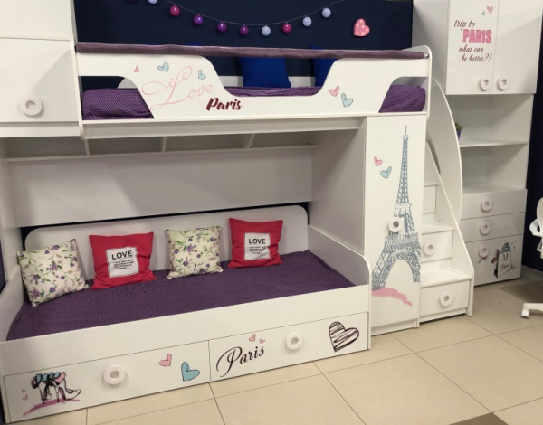 Кровать-чердак коллекции Модница + кровать 190х90 Модница от Династия Kids