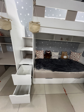 Кровать Квартет + кровать Дабл (велюр + белый) 190х90