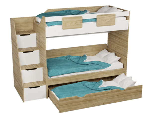Кровать-чердак Мозаика+кровать Двушка. Вяз швейцарский 190х90 от Династия Kids