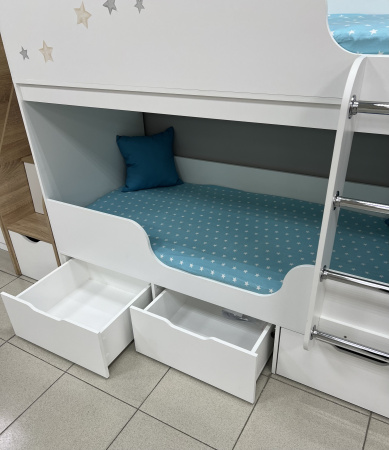 Кровать двухъярусная Малыши Двойняшки 180х80 (дуб сонома + белый) от Династия Kids