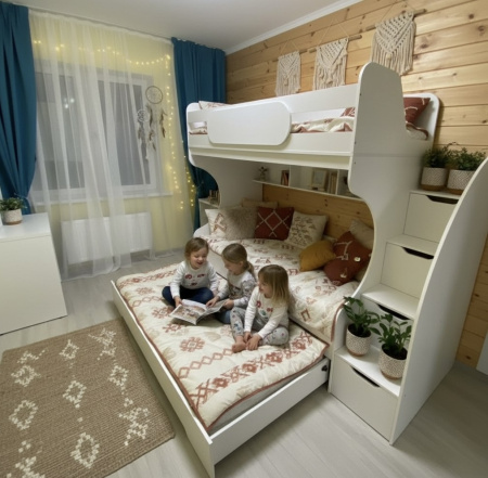 Кровать БИГ 90х200 с доп.спальным местом (цвет белый) от Династия Kids