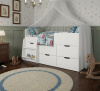 Кровать-чердак Малыш 7 (цвет белый) 160х80 с 4 ящиками от Династия Kids