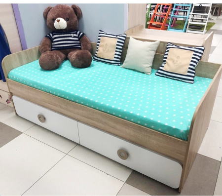 Кровать 190х90 коллекции Юниор (дуб сонома + белый) от Династия Kids