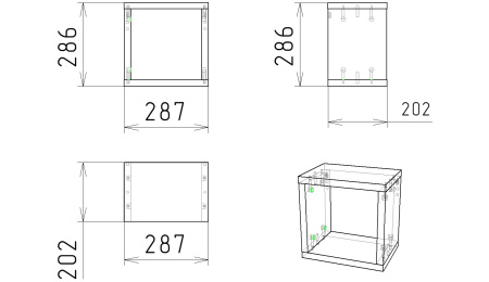 Полка (толщина 22 мм) Куб-2 ширина 287 мм