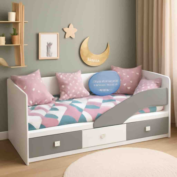 Кровать 160х80 Умка-5 (серебро+белый) 