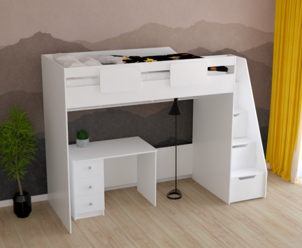 Комплект мебели: кровать-чердак Мозаика-2 + стол Умка