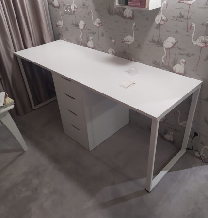 Стол Дуэт 2000 мм (белый + опоры черные). Столешница 22 мм от Династия Kids