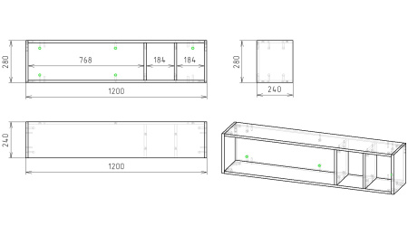 Полка настенная Практика (цвет белый) 1200 мм