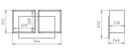 Полка настенная Квадрат-2 (дуб каньон+белый) 744 мм