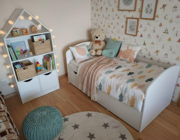 Кровать Малыш 160х80 + стеллаж Домик-3