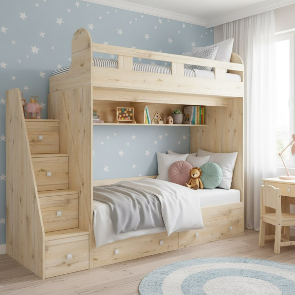 Двухъярусная кровать Юниор-2 (цвет белый) 190х80 от Династия Kids