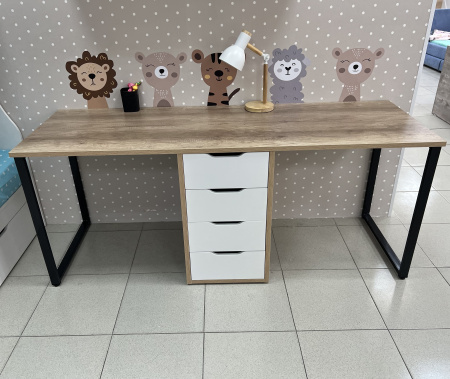 Стол Дуэт 2400 мм (дуб каньон + опоры черные). Столешница 22 мм от Династия Kids