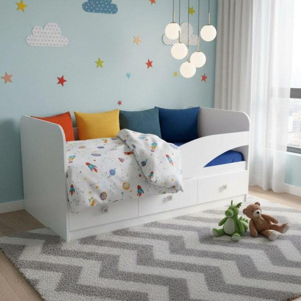 Кровать 160х80 Умка-5 NEW (ручки - дуб) от Династия Kids