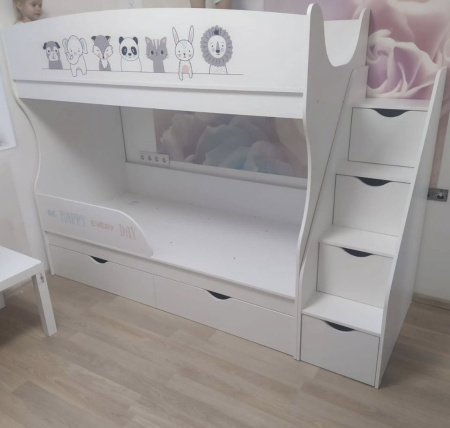 Двухъярусная кровать коллекции Хэппи 180х80 с бортиком от Династия Kids