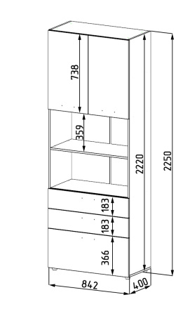 Пенал-стеллаж-1 коллекции Модница New от Династия Kids