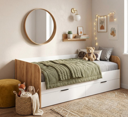 Комплект мебели Брайт Золотистый: кровать 200х90 + стол + шкаф от Династия Kids