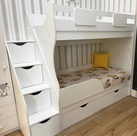 Двухъярусная кровать Альфа Мини 160х80 с бортиком от Династия Kids