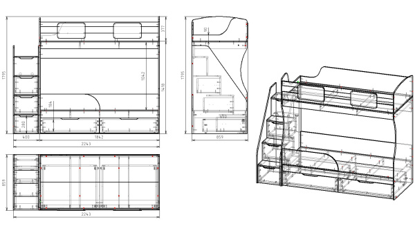 Кровать двухъярусная Дуэт (айскрим+белый)  от Династия Kids