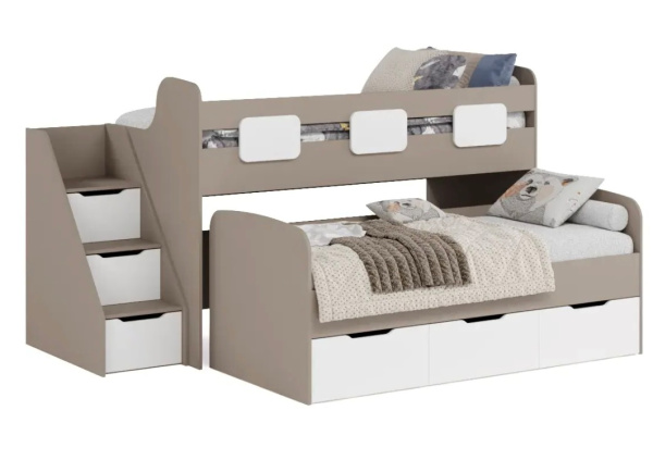 Кровать 2-х ярусная Городок (цвета разные) 190х90 + 180х80 от Династия Kids