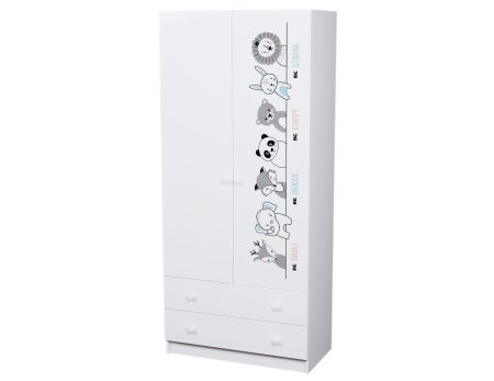 Комплект коллекции Хэппи: кровать 2-х ярусная + шкаф гардеробный от Династия Kids