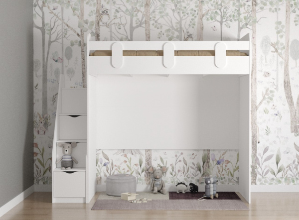 Кровать-чердак 190х80 Уют-2 (цвет белый)  от Династия Kids