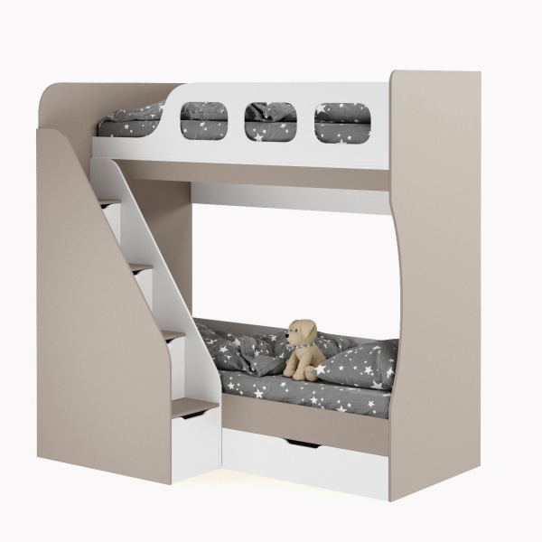 Кровать 2-х ярусная 190х80 Умка-6 (велюр + белый) от Династия Kids