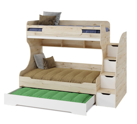 Кровать БИГ 120х200 (гаскон пайн + белый) от Династия Kids