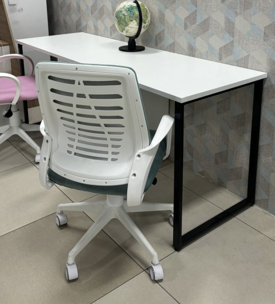 Стол Дуэт 2000 мм (белый + опоры черные). Столешница 22 мм от Династия Kids